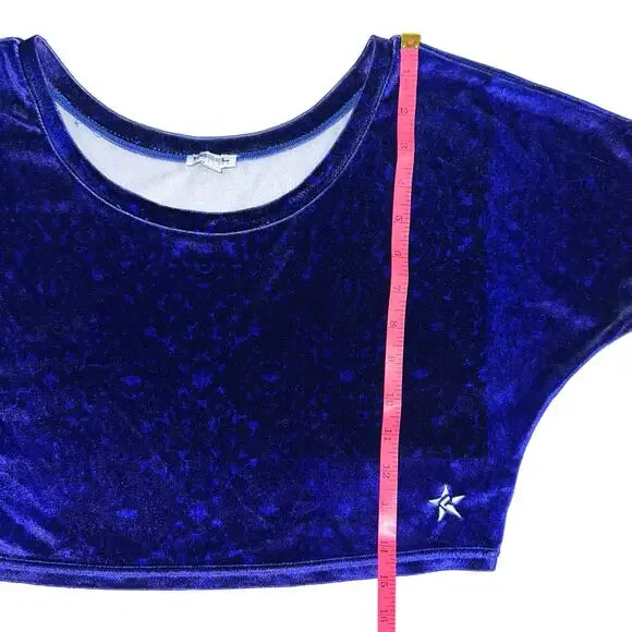 Rebel Athletics Youth Purple Printed Stretch Velvet Cheer Crop Top Size YL